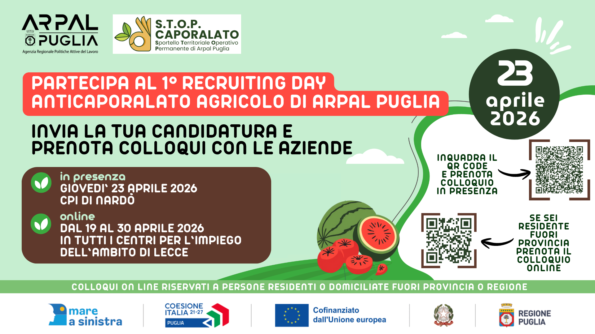 PRIMO RECRUITING DAY S.T.O.P. CAPORALATO NEL SETTORE AGRICOLO