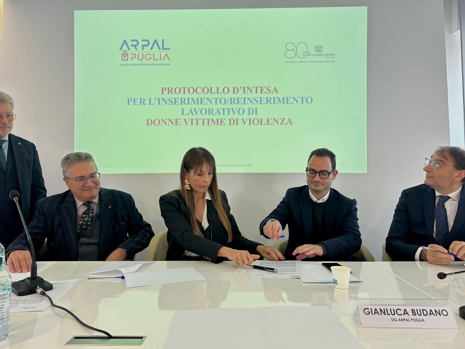 Protocollo di intesa Confindustria Brindisi - ARPAL Puglia per l’indipendenza economica delle donne vittime di violenza di genere