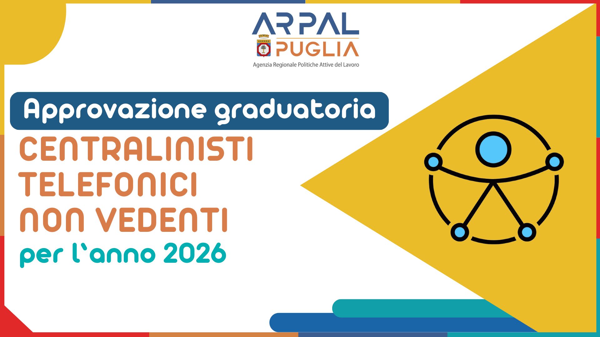 LEGGE 113/1985. APPROVAZIONE GRADUATORIA CENTRALINISTI TELEFONICI NON VEDENTI PER L’ANNO 2026 DEGLI ISCRITTI NELLE LISTE DELL’AMBITO TERRITORIALE DI BRINDISI AL 31.12.2025