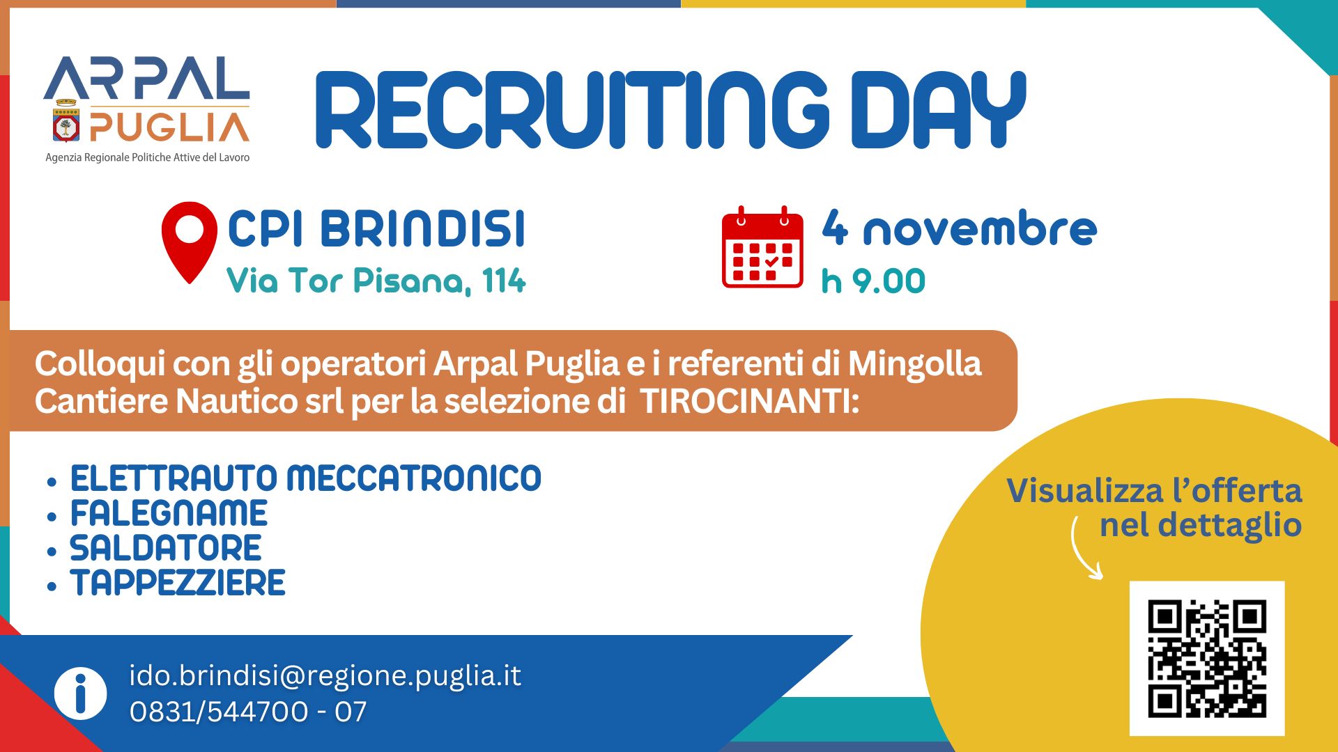 SETTORE NAUTICO: RECRUITING DAY CON MINGOLLA CANTIERE NAUTICO srl PRESSO IL CPI DI BRINDISI