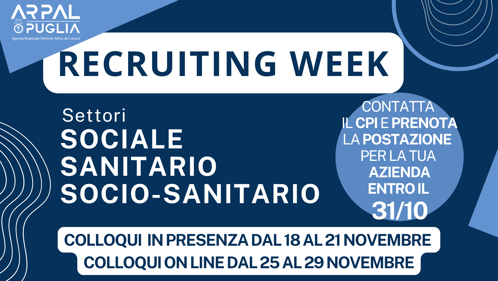 Recruiting Week settori sociale, sanitario e socio-sanitario.