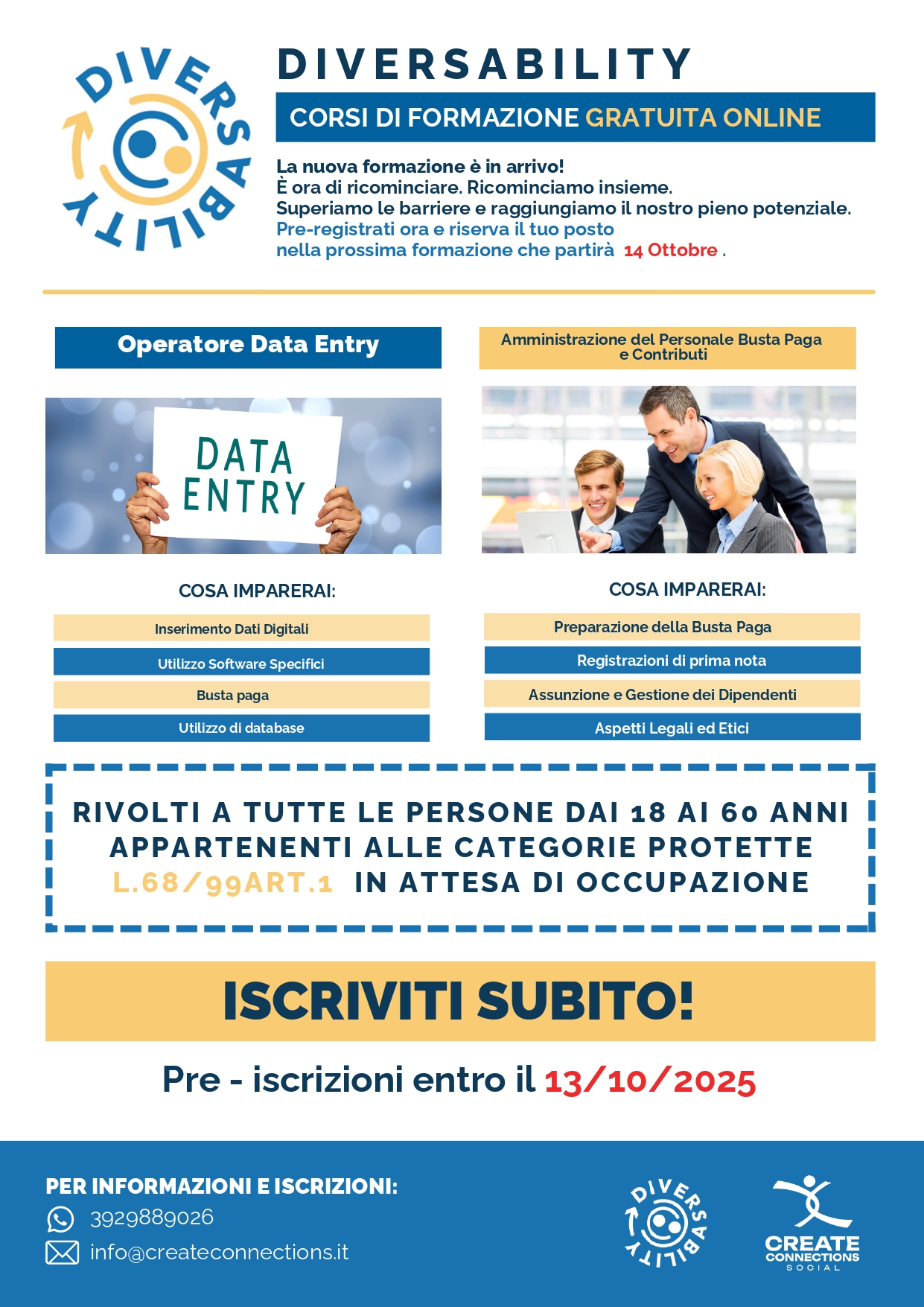 Corsi di Formazione Gratuita Online riservati a persone con disabilità