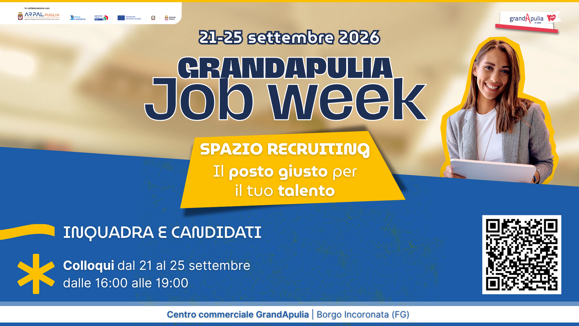I centri per l’impiego della provincia di Foggia alla “GrandApulia Job Week”: recruiting, orientamento e talk tematici