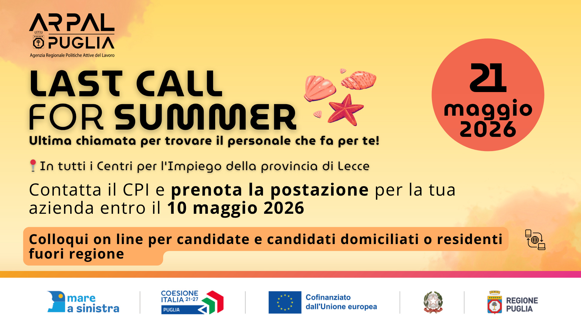 LAST CALL FOR SUMMER: PRENOTA LA TUA POSTAZIONE AZIENDALE