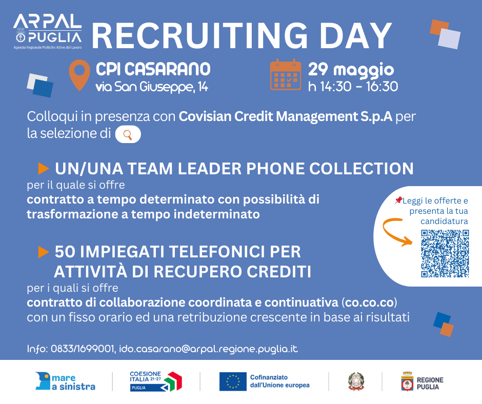 Recruiting Day a Casarano: nuove opportunità con Covisian Credit Management!