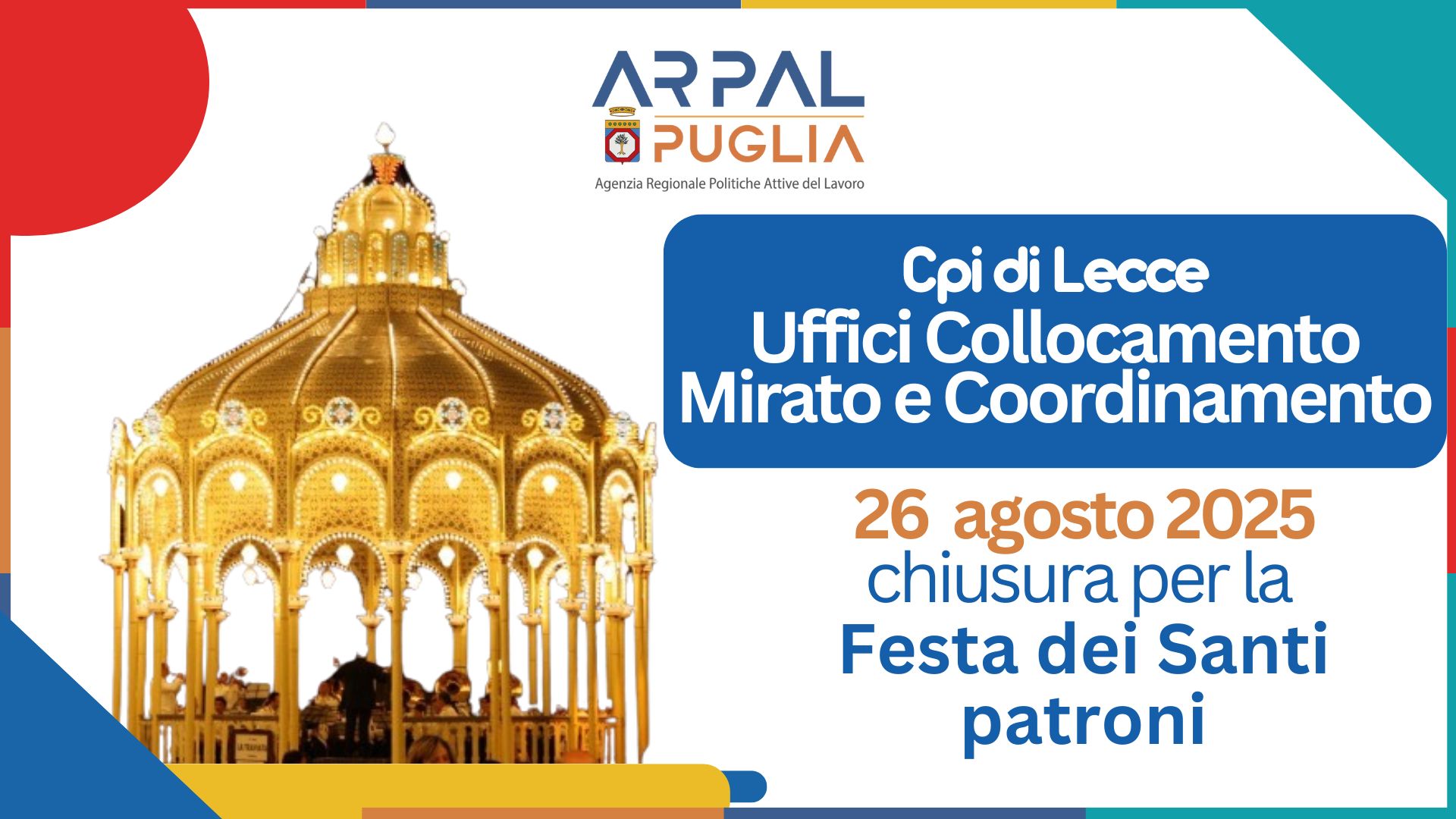 Lecce, il 26 agosto uffici chiusi per festa dei Santi patroni