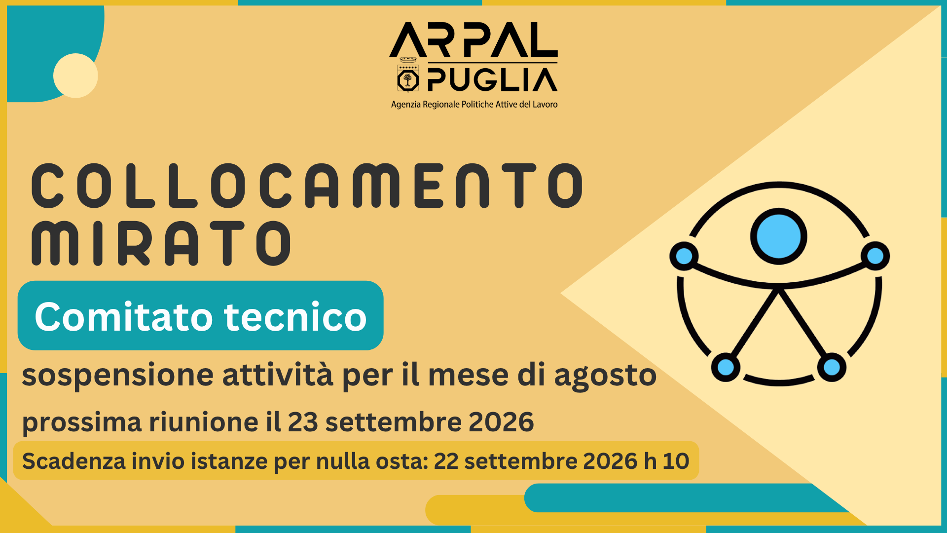 Collocamento mirato: sospensione attività del Comitato Tecnico per il mese di agosto. Prossima riunione il 23 settembre