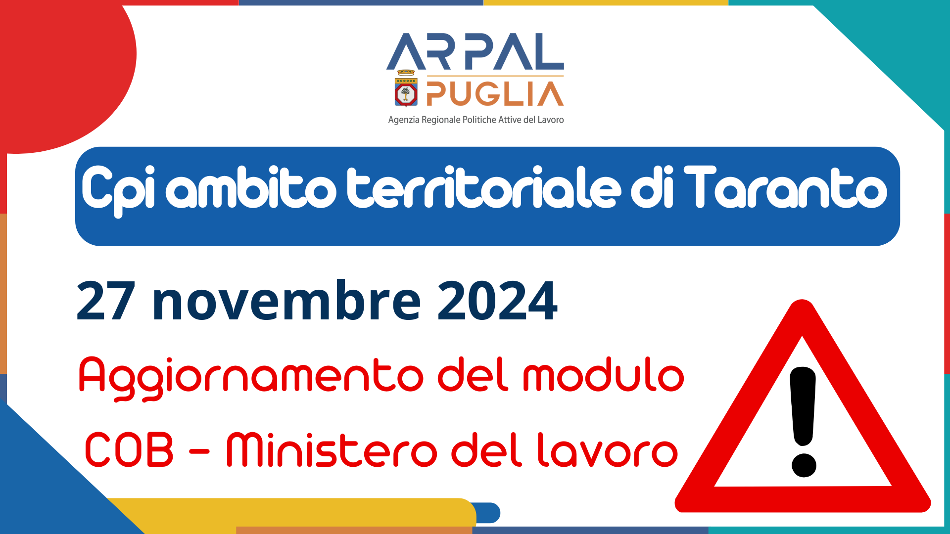 Aggiornamento modulo COB - Ministero del Lavoro